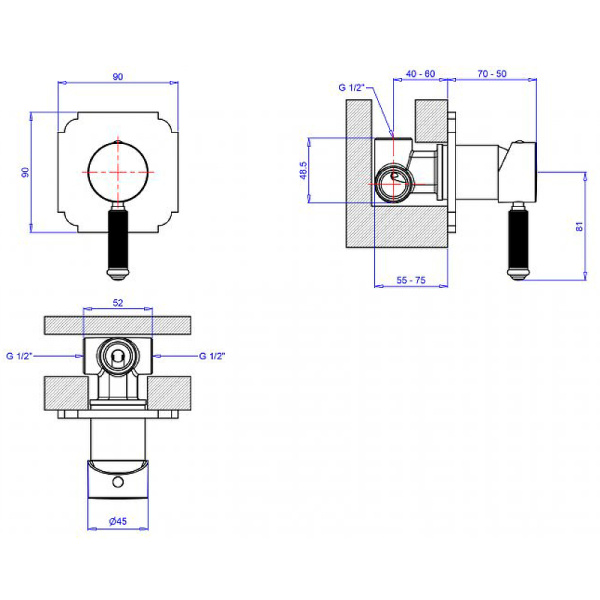 Смеситель для душа Cezares APHRODITE-DIM2-01-Bi