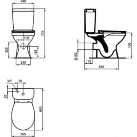 Безободковый напольный унитаз-компакт Ideal Standard SIMPLICITY Rimless, E160101