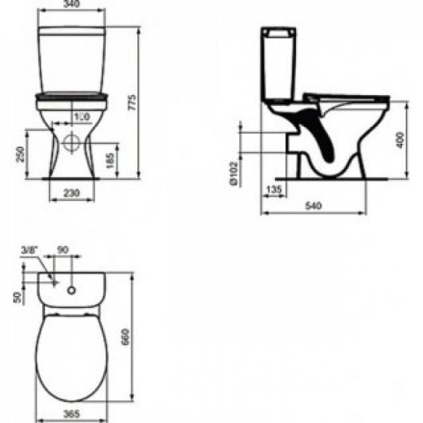 Безободковый напольный унитаз-компакт Ideal Standard SIMPLICITY Rimless, E160101