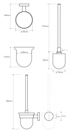 Ёршик, подвесной (стекло), черная щётка Bemeta Omega 104113017