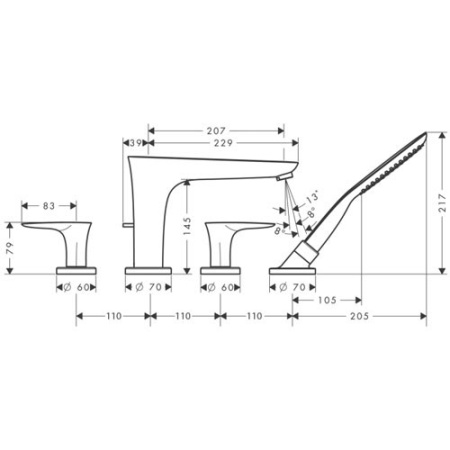 Смеситель для ванны Hansgrohe PuraVida 15446400