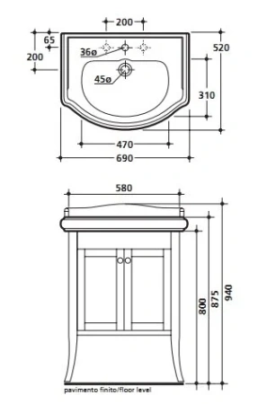 Тумба без раковины Kerasan Retro 735140 noce (орех)
