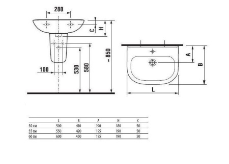 Раковина полувстраиваемая (50х41) Roca Access  ZRU9307608