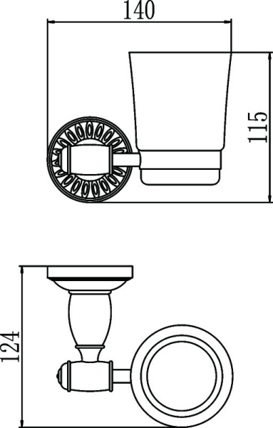 Стакан Savol стеклянный с настенным держателем S-006658H