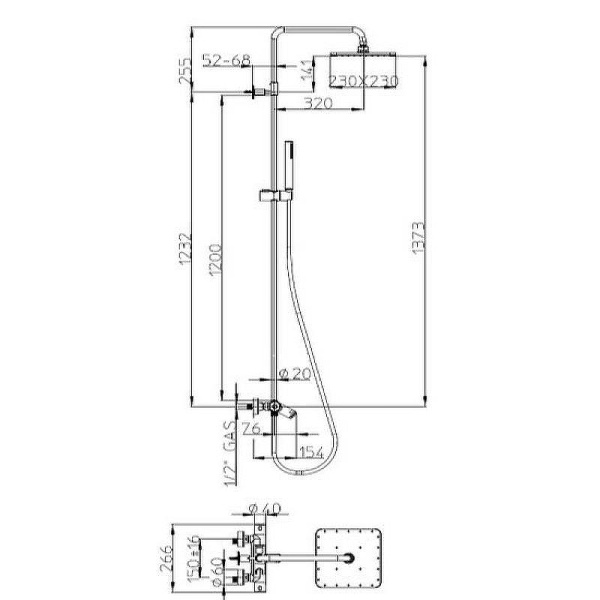 Душевая система с изливом термостатический Bossini Cosmo L10403.1.030 хром