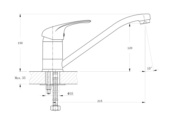 Смеситель для кухонной мойки RUSH Corsica CO4240-28
