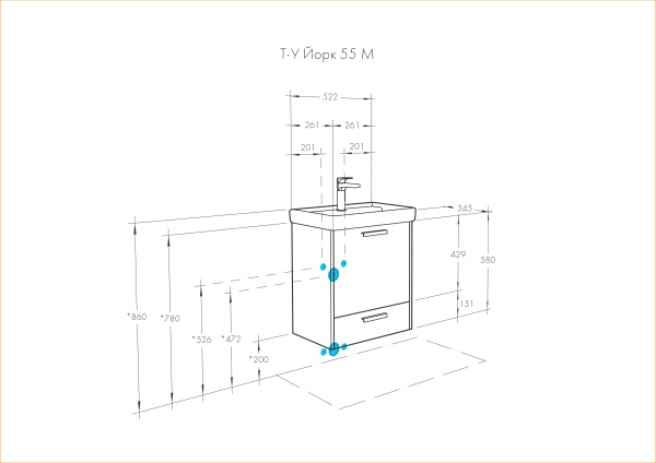 Тумба с раковиной Акватон Йорк 1A1708K2YOAV0