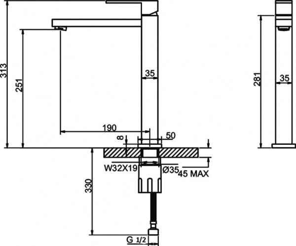 Смеситель для раковины Cezares Eco ECO-LSM1-01-W0