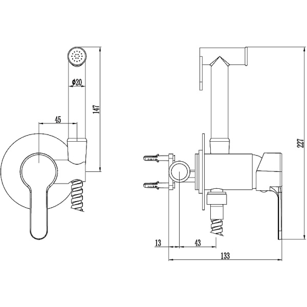 Смеситель с гигиеническим душем Esko SMH01