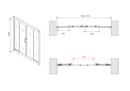 Шторка на ванну (160х140) ABBER Schwarzer Diamant AG57160 хром