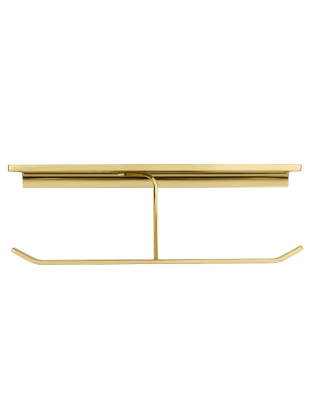 Двойной держатель для туалетной бумаги с полкой WONZON & WOGHAND ECLIPSE, глянцевое золото WW-9156-LG