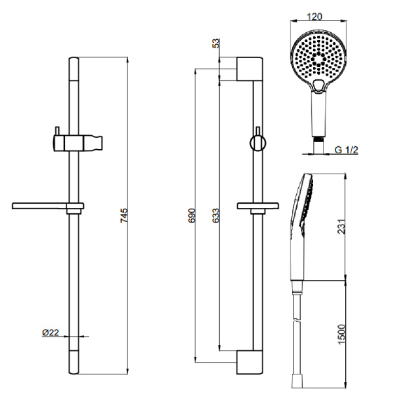 Душевой гарнитур AQUAme AQM8101CR