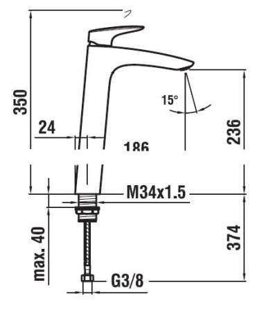 Смеситель для умывальника Laufen CurvePlus 3.1109.8.004.130.1