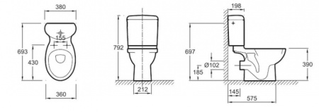 Чаша Унитаза Jacob Delafon Patio 4101G-00 без сиденья
