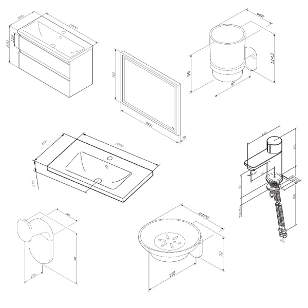 Комплект подвесной мебели и аксессуаров AM.PM X-Joy BK85GR