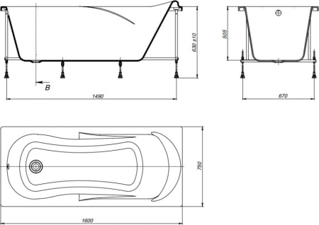 Акриловая ванна Roca Uno (160х75) ZRU9302869