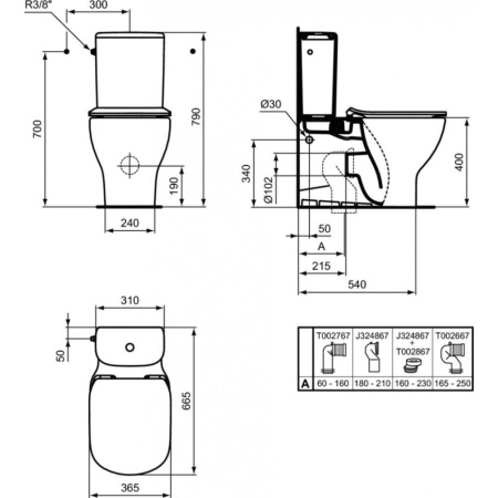 Чаша унитаза напольный подвесной Ideal Standard TESI SILK WHITE AquaBlade T0082V1