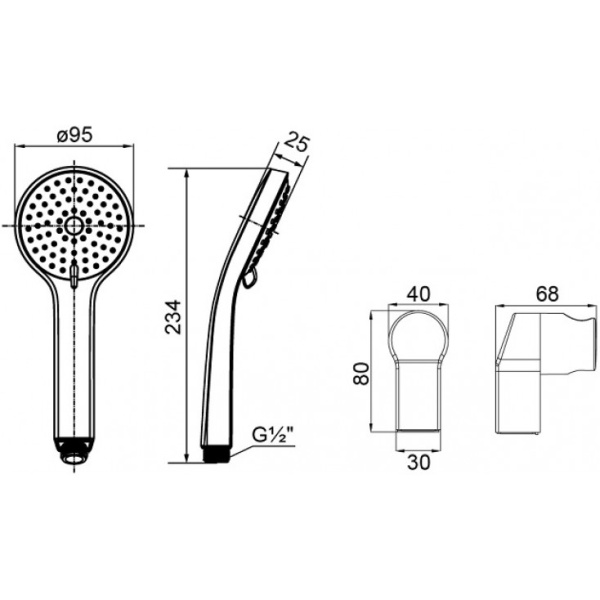 Душевой гарнитур с держателем Milardo (2703F95M16)