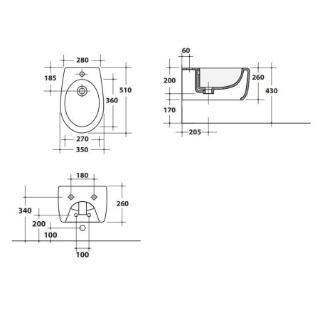 Биде подвесное CERAMICA ALA TODAY 17BDSM/TODBIDWH, белое