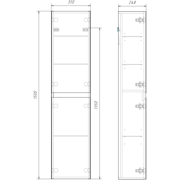 Пенал подвесной 35 см Aqwella Geometria GE0535MD морская дюна матовый 