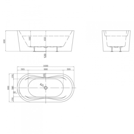 Акриловая ванна (160х80) BelBagno BB407-1600-800