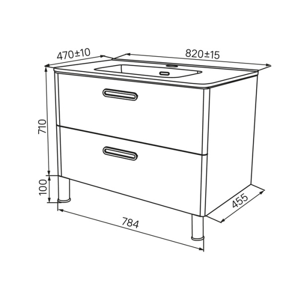 Тумба с раковиной Iddis  Brick белая,  80 см (BRI80WFi95K)