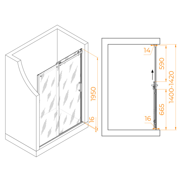 Душевая дверь 140 см RGW Tornado TO-14 02071414-11 прозрачное