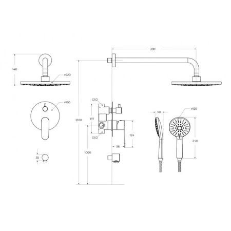 Душевой комплект CEZARES STYLUS-DSET-01