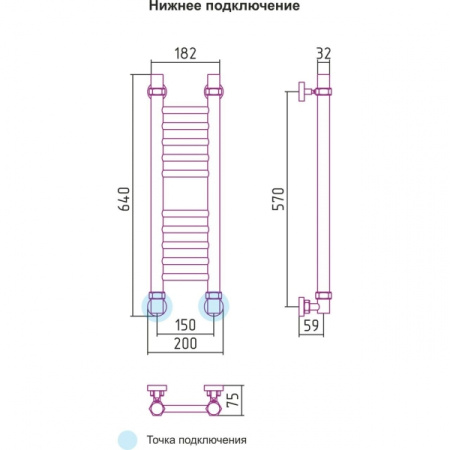 Полотенцесушитель водяной 600х150 Сунержа Богема 00-0102-6015