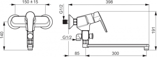 Смеситель для ванны и душа Oras Saga 3942Y Смеситель для ванны и душа Oras Saga 3942Y