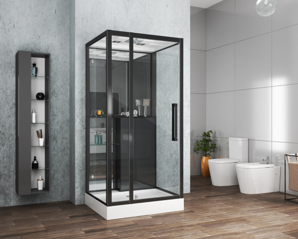 Душевая кабина (90х100) Grossman  GR266 распашная, черный, прозрачный
