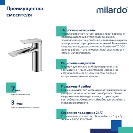 Смеситель для раковины Milardo Azure AZUSB00M01
