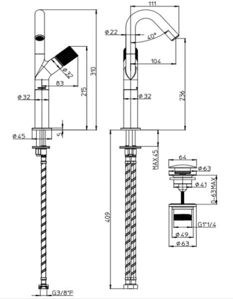 Смеситель для раковины Bossini Ply Z00903.030 хром