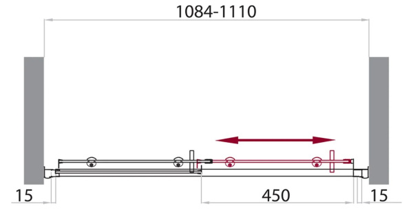 Душевая дверь (110х185) BelBagno UNO-BF-1-110-M-Cr