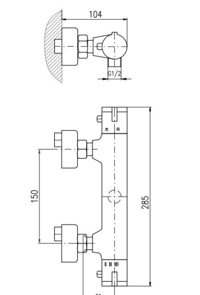 Смеситель для душа Rav Slezak Termostat TRM80.5CMAT