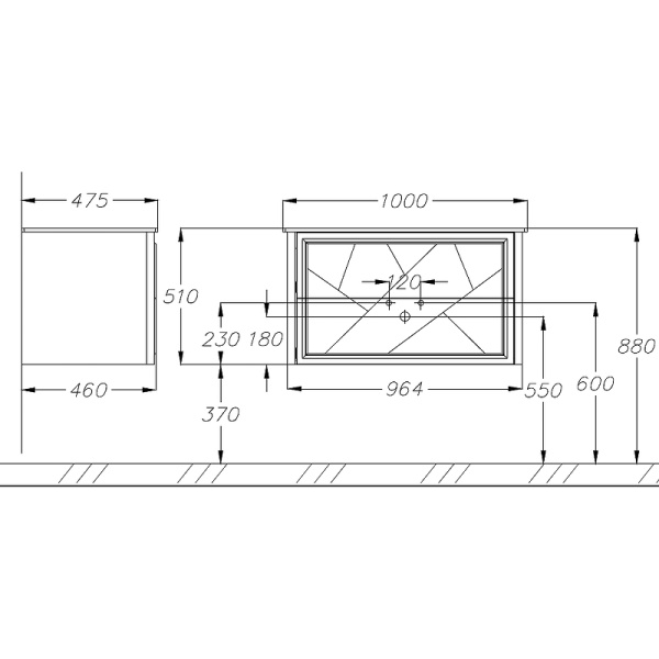 Тумба под раковину Opadiris Луиджи 100   00-00006178 серый матовый (без раковины)