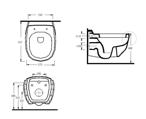 Подвесной безободковый унитаз с функцией биде с сиденьем микролифт beWash Bekinger 87303606