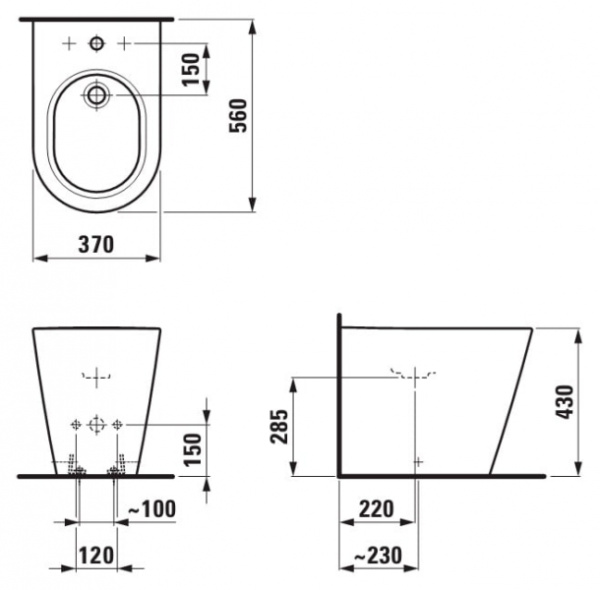 Биде напольное Laufen Kartell 8.3233.1.000.302.1 Биде напольное Laufen Kartell 8.3233.1.000.302.1