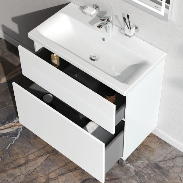 Тумба с раковиной 80 см Am.Pm Gem M90-FSX0802WG-WCC0802WG белый глянец