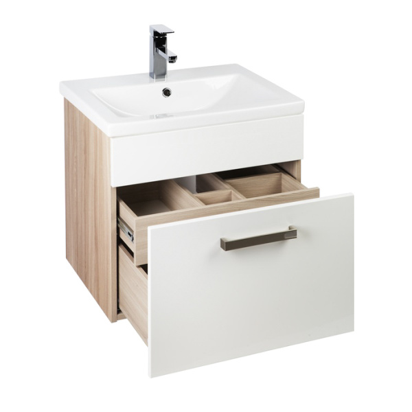 Тумба с умывальником, IDDIS Mirro MIR60W0i95K, белый/дерево