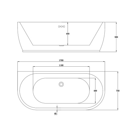 Ванна акриловая (170х75) Vincea VBT-107