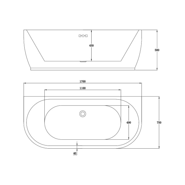 Ванна акриловая (170х75) Vincea VBT-107