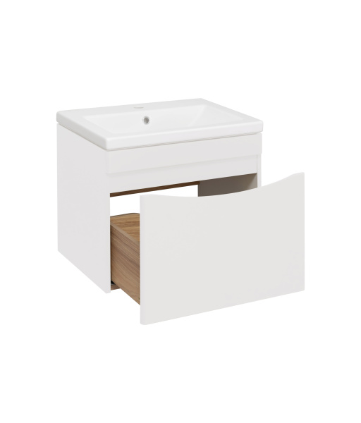 Тумба под раковину Runo подвесная белая (под умывальник Moduo 60 ) Афина 60 (00-00001204)