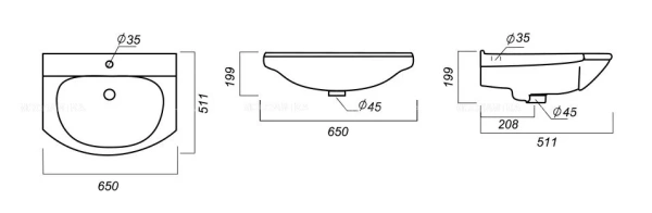Раковина Sanita Luxe Лагуна (65х51) LGN65SAWB01