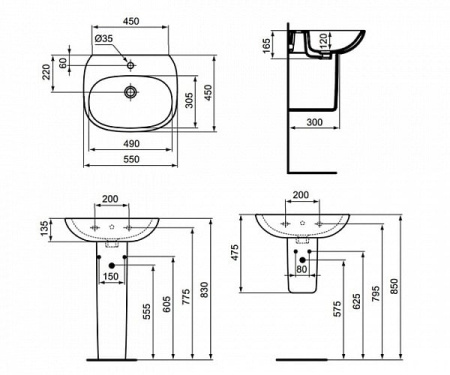 Полупьедестал Ideal Standard Tesi T033401
