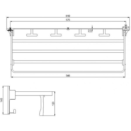 Полка для полотенец  61см. RUSH Edge ED77622