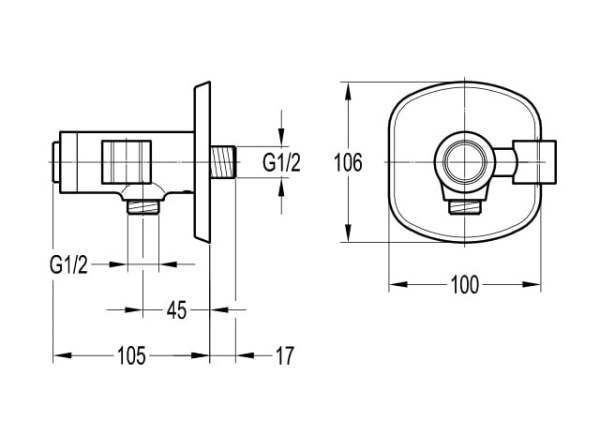 Подключение для душевого шланга Cezares Globo GLOBO-F-AIV1-B-01 Подключение для душевого шланга Cezares Globo GLOBO-F-AIV1-B-01