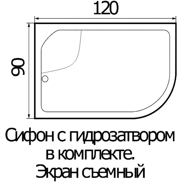 Акриловый душевой поддон (120х90) Wemor 10000001763 Левая