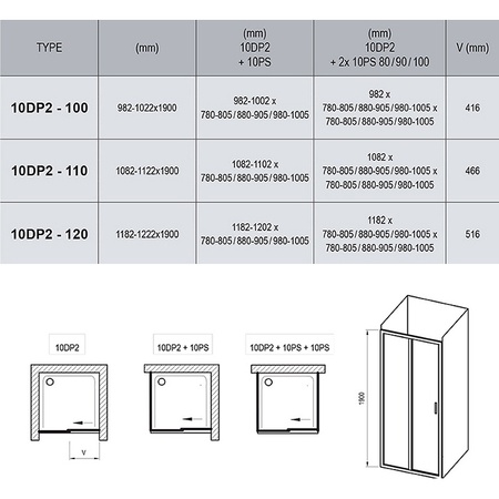Душевая дверь Ravak 10° 10DP2 100 0ZVA0100Z1