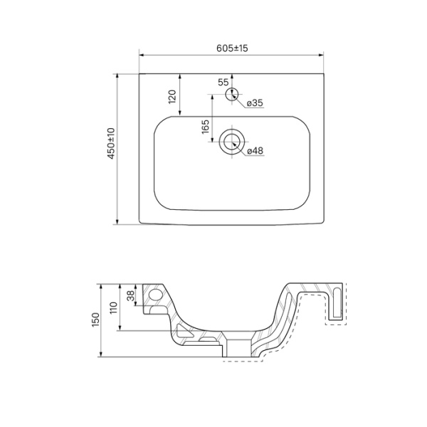 Тумба с умывальником, IDDIS New Sena NSE60W2i95K, белый/дерево